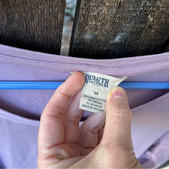 Duluth Trading Company Pima Cotton Willow Knit 3/4 Sleeve Lilac Mauve Top Sz M - Picture 2 of 11